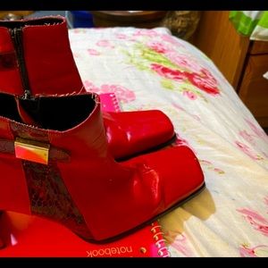 Espanola leather red booties shoes.